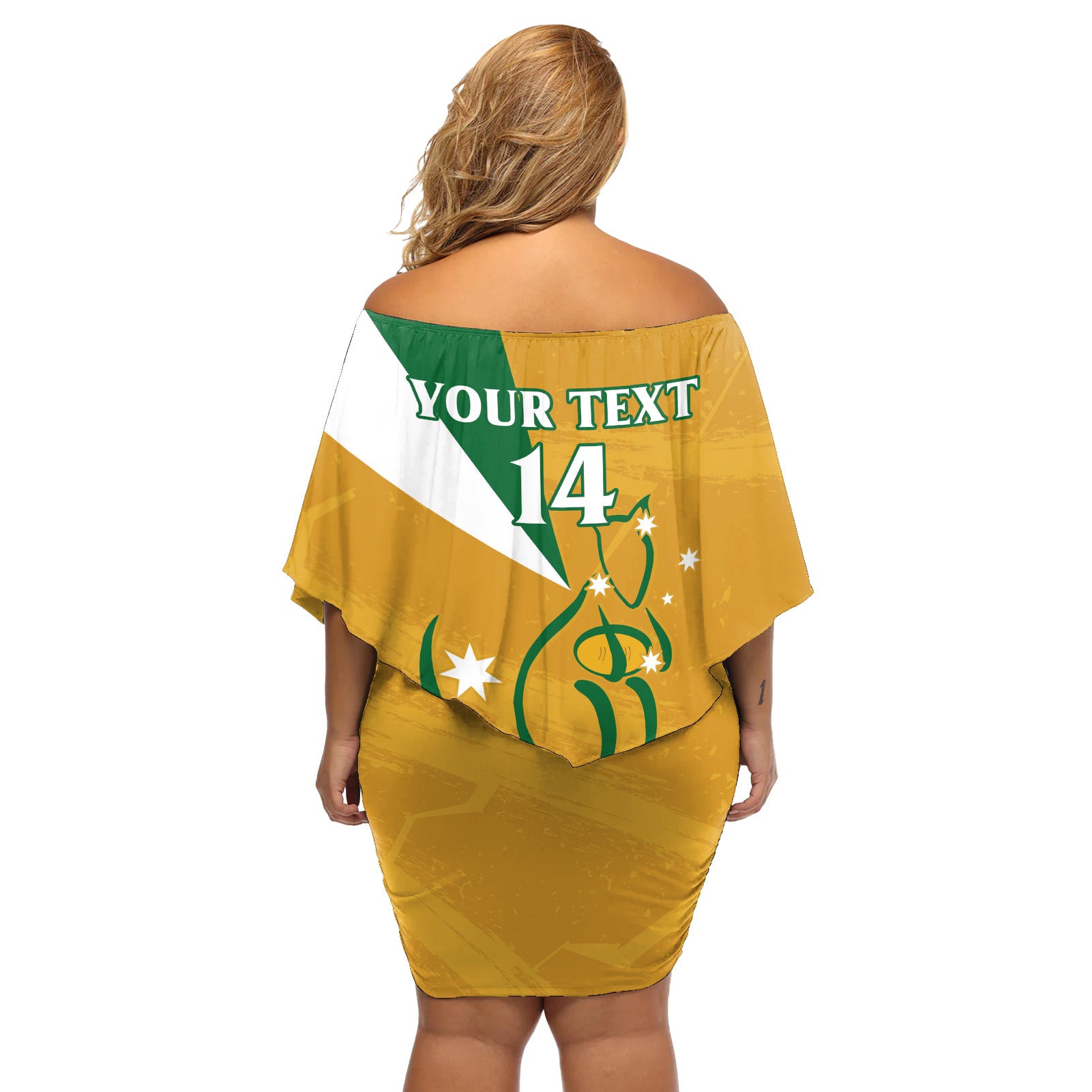 Custom Australia Rugby Off Shoulder Short Dress 2024 Wallabies Grunge Style
