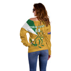Custom Australia Rugby Off Shoulder Sweater 2024 Wallabies Grunge Style
