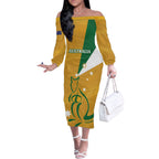 Custom Australia Rugby Off The Shoulder Long Sleeve Dress 2024 Wallabies Grunge Style