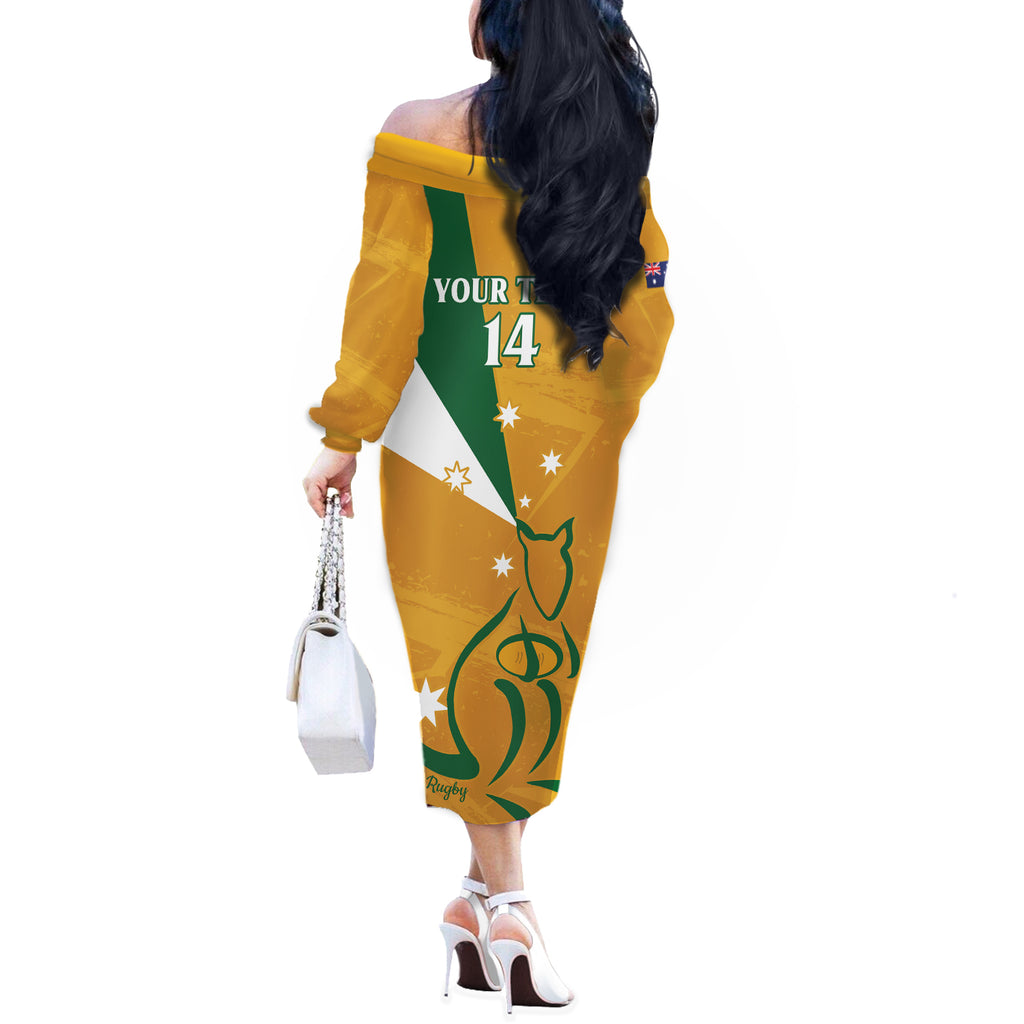 Custom Australia Rugby Off The Shoulder Long Sleeve Dress 2024 Wallabies Grunge Style
