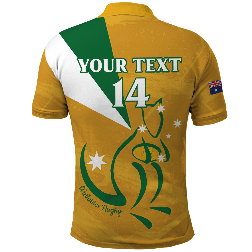 Custom Australia Rugby Polo Shirt 2024 Wallabies Grunge Style