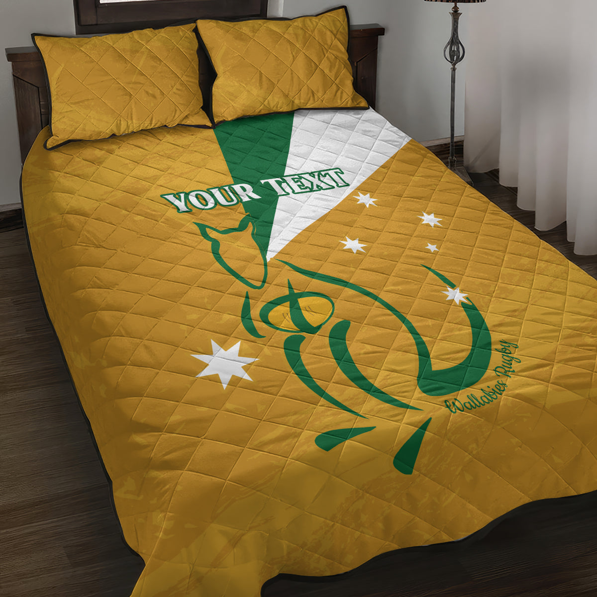 Custom Australia Rugby Quilt Bed Set 2024 Wallabies Grunge Style
