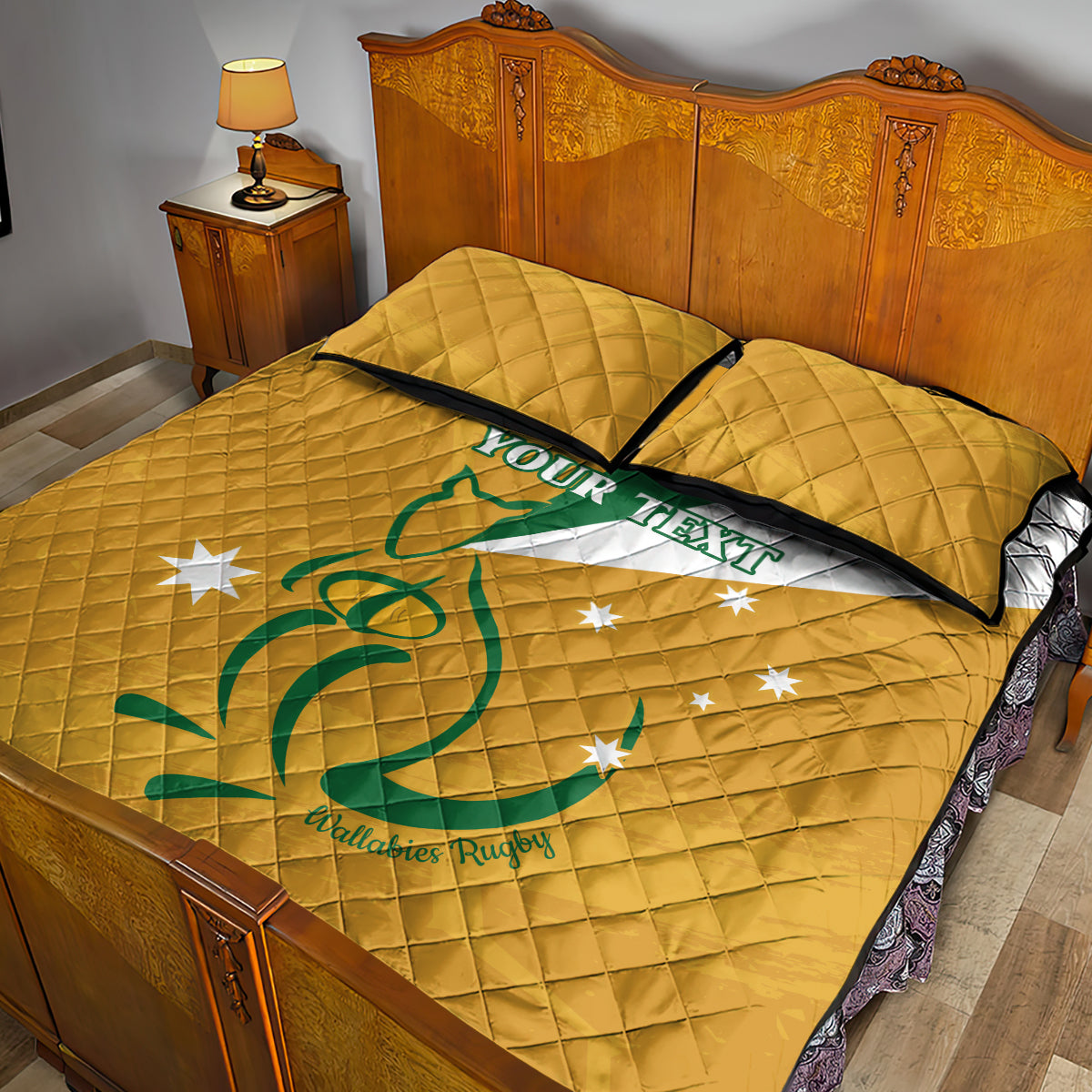 Custom Australia Rugby Quilt Bed Set 2024 Wallabies Grunge Style
