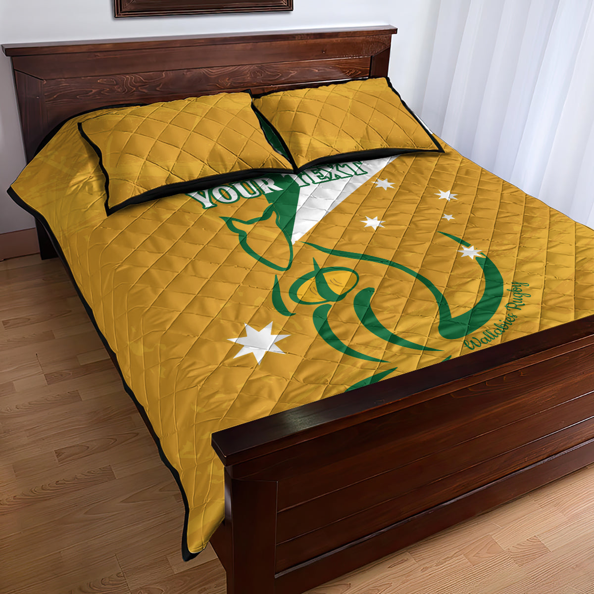 Custom Australia Rugby Quilt Bed Set 2024 Wallabies Grunge Style