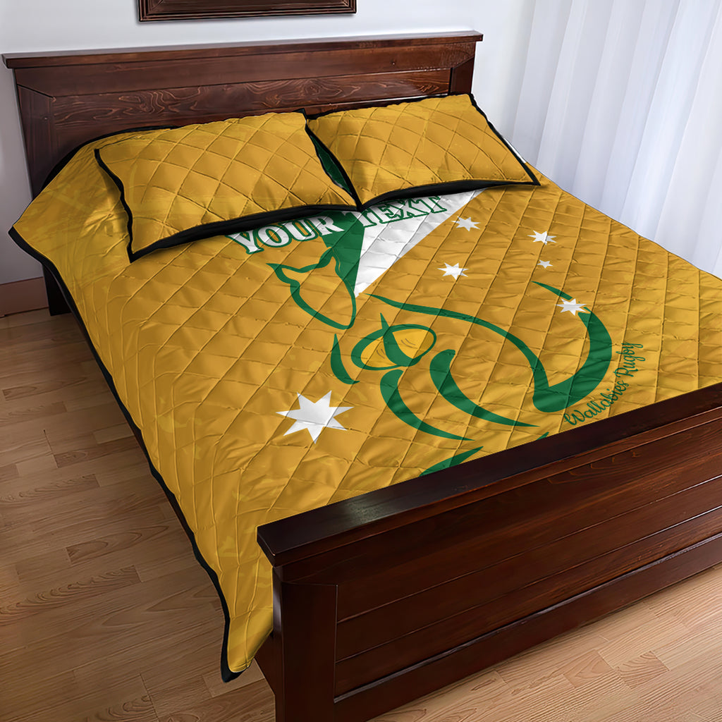 Custom Australia Rugby Quilt Bed Set 2024 Wallabies Grunge Style