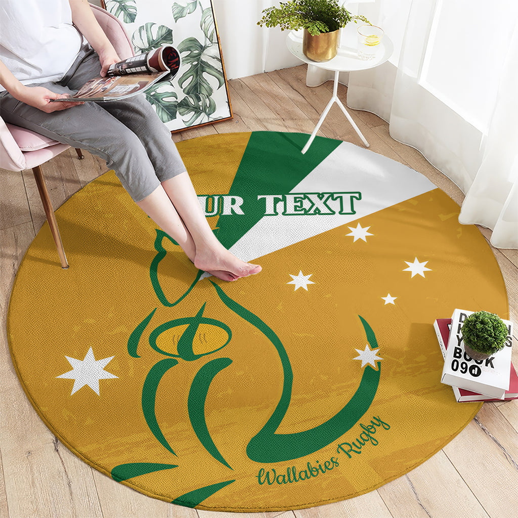 Custom Australia Rugby Round Carpet 2024 Wallabies Grunge Style