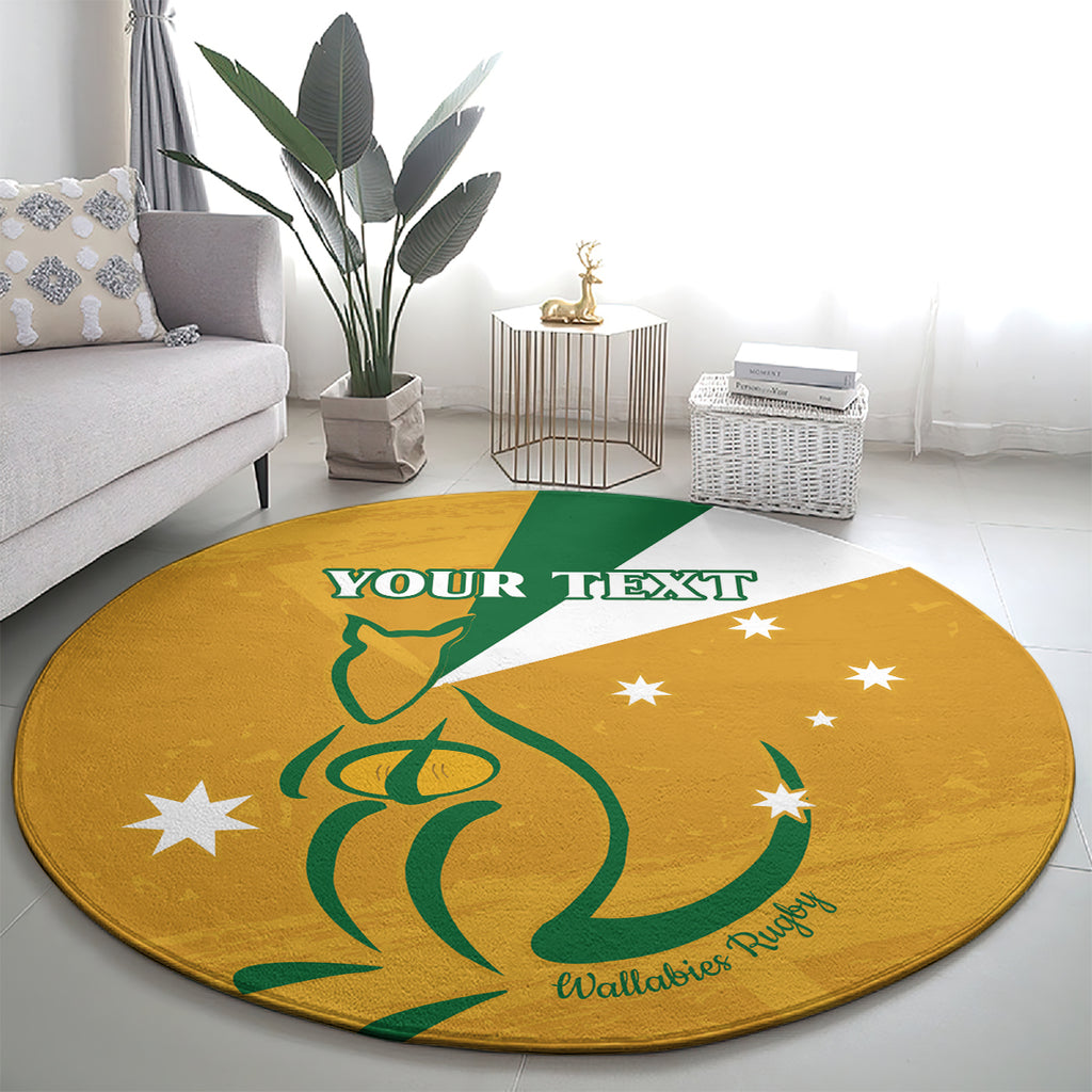 Custom Australia Rugby Round Carpet 2024 Wallabies Grunge Style