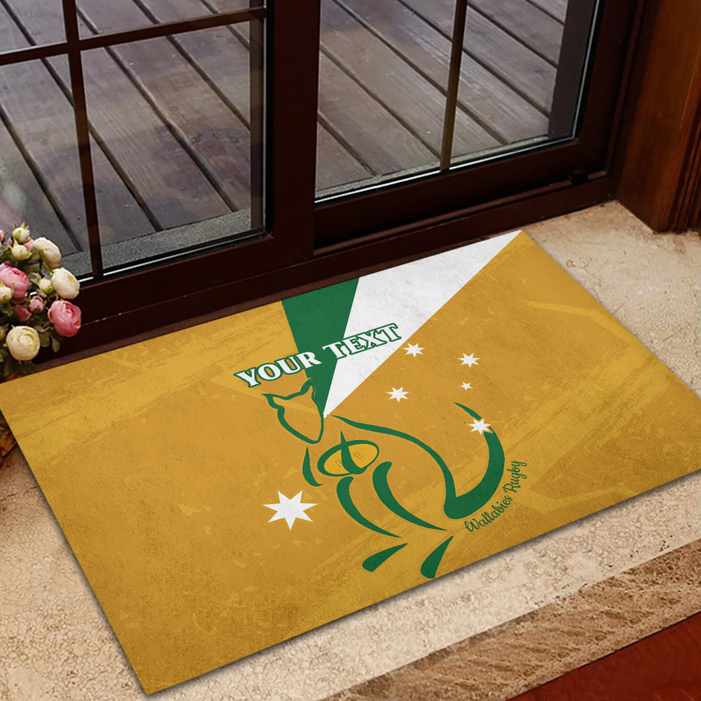Custom Australia Rugby Rubber Doormat 2024 Wallabies Grunge Style