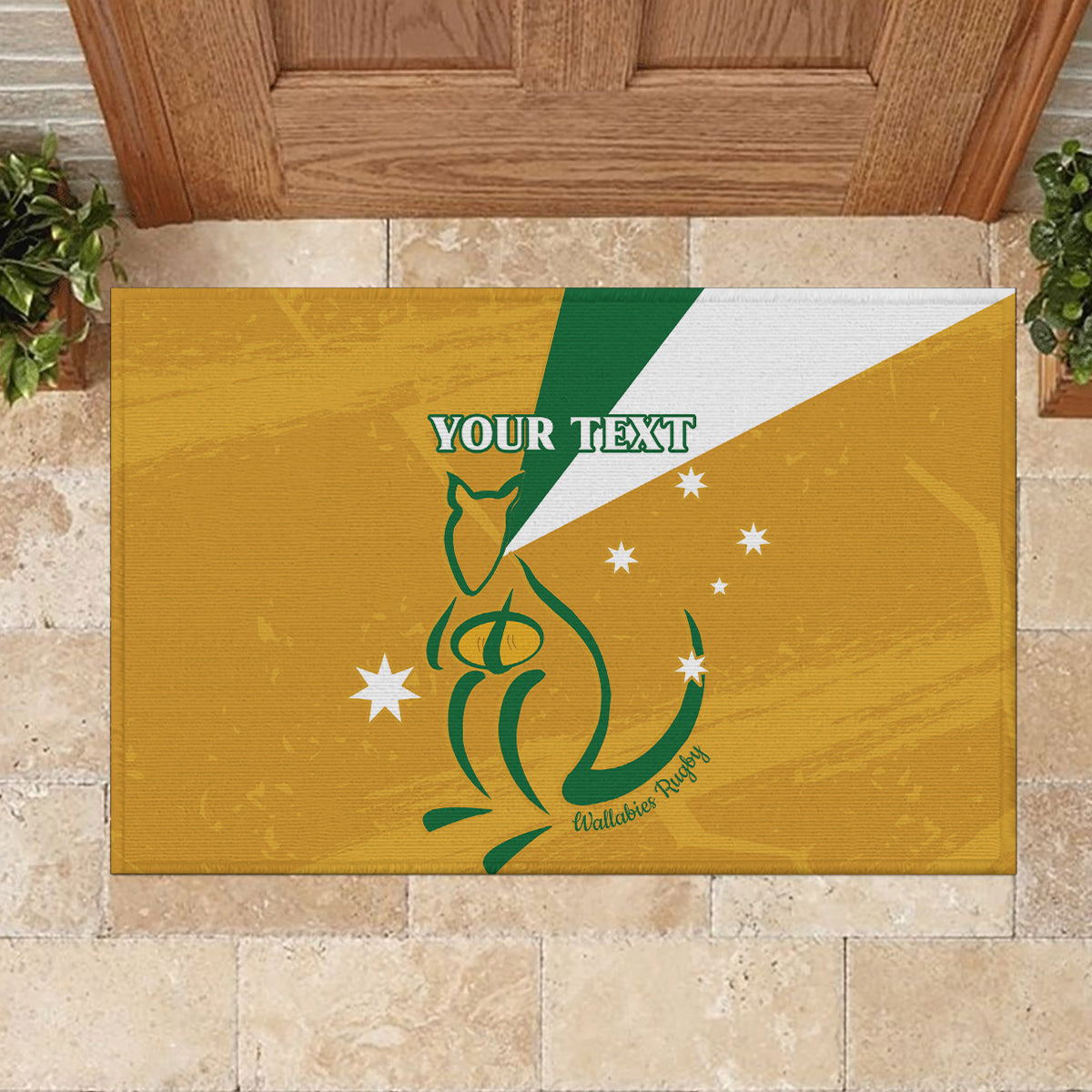Custom Australia Rugby Rubber Doormat 2024 Wallabies Grunge Style
