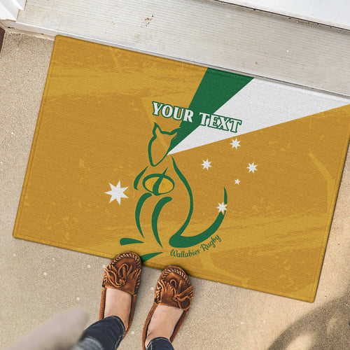 Custom Australia Rugby Rubber Doormat 2024 Wallabies Grunge Style