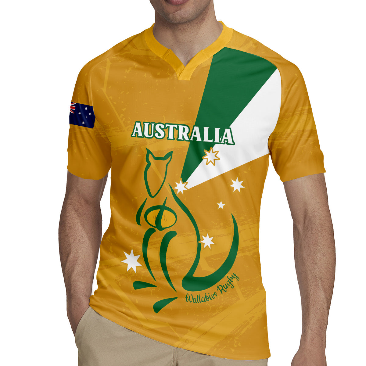 Custom Australia Rugby Rugby Jersey 2024 Wallabies Grunge Style