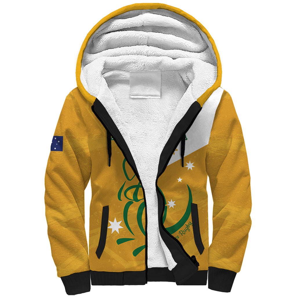 Custom Australia Rugby Sherpa Hoodie 2024 Wallabies Grunge Style