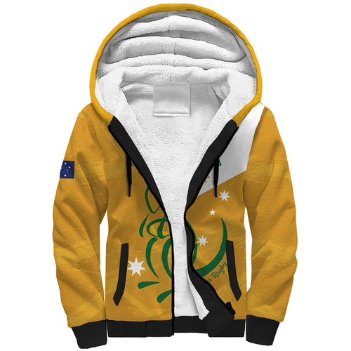 Custom Australia Rugby Sherpa Hoodie 2024 Wallabies Grunge Style