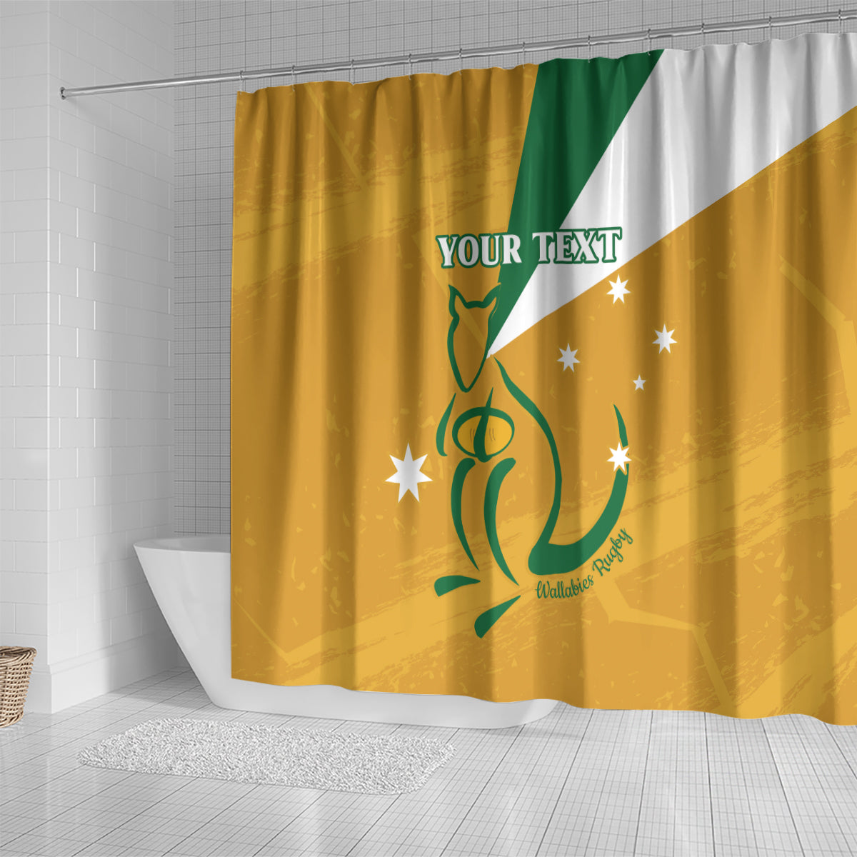 Custom Australia Rugby Shower Curtain 2024 Wallabies Grunge Style