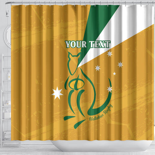 Custom Australia Rugby Shower Curtain 2024 Wallabies Grunge Style