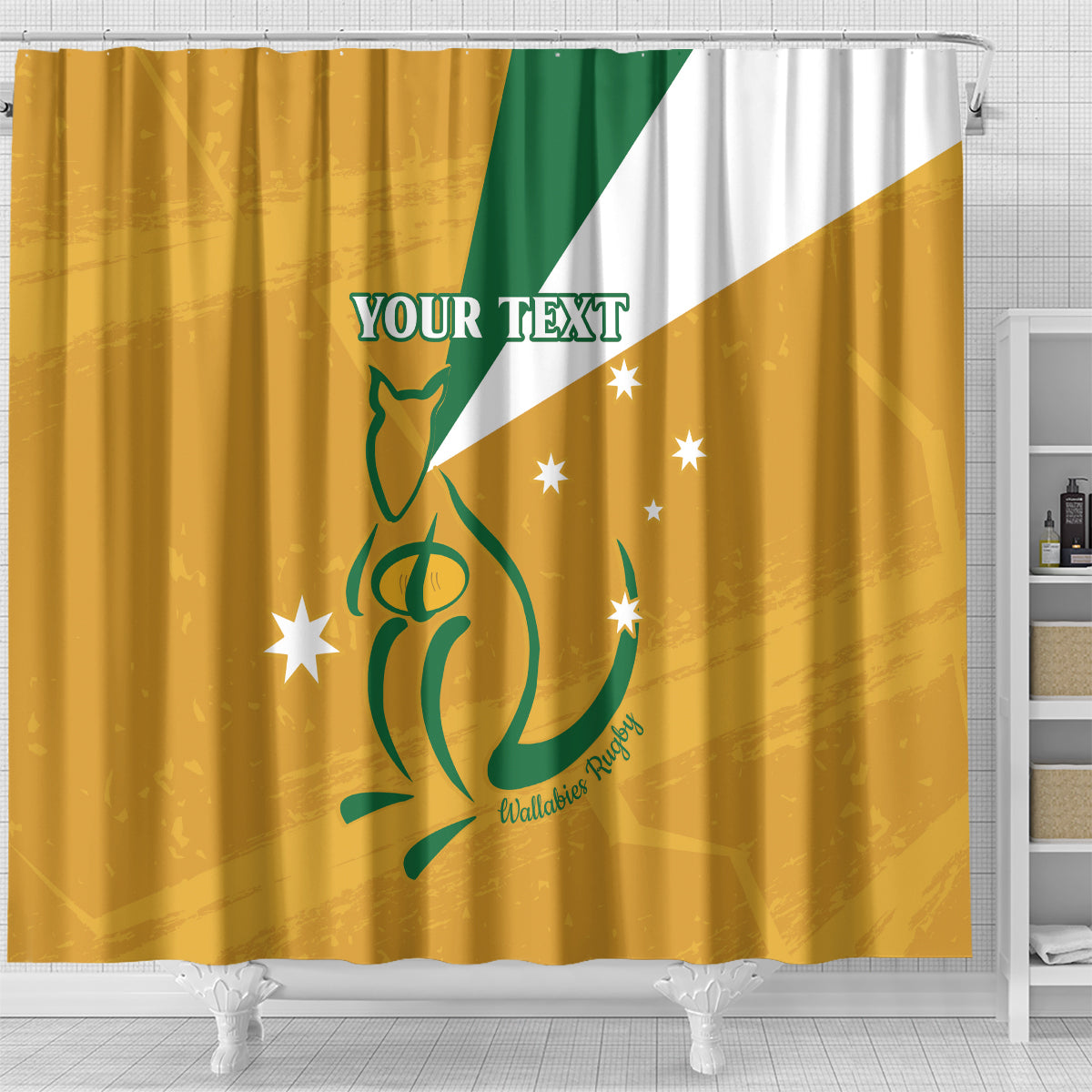 Custom Australia Rugby Shower Curtain 2024 Wallabies Grunge Style