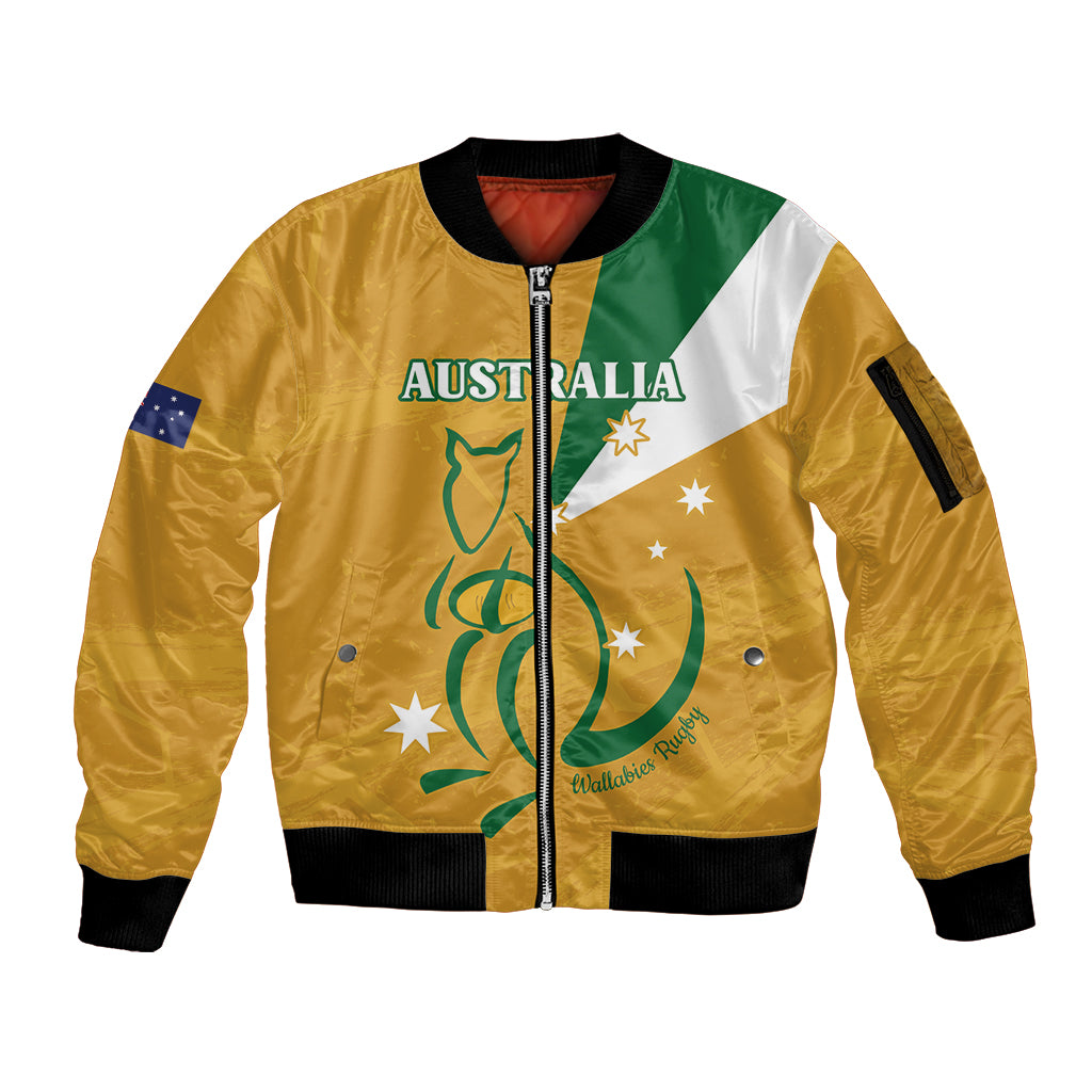 Custom Australia Rugby Sleeve Zip Bomber Jacket 2024 Wallabies Grunge Style