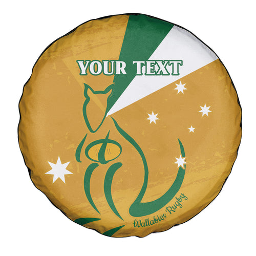 Custom Australia Rugby Spare Tire Cover 2024 Wallabies Grunge Style