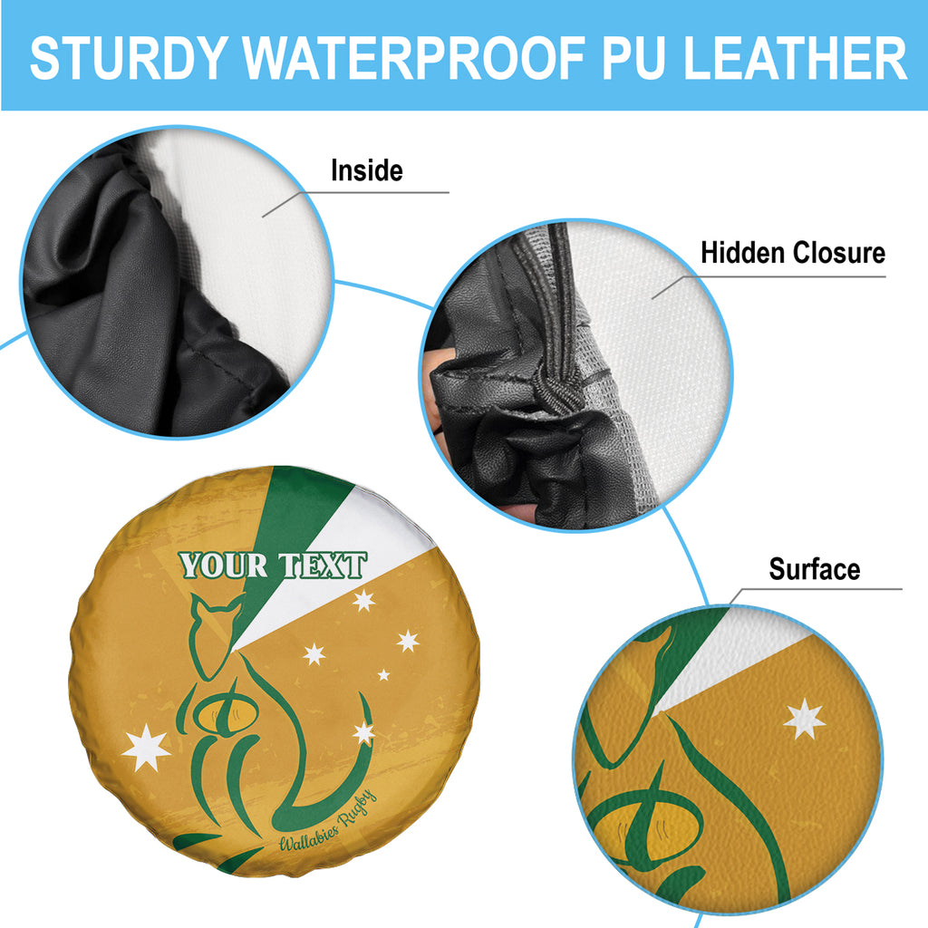 Custom Australia Rugby Spare Tire Cover 2024 Wallabies Grunge Style