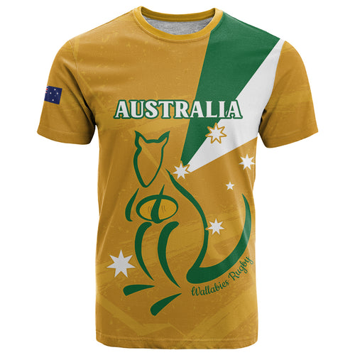Custom Australia Rugby T Shirt 2024 Wallabies Grunge Style