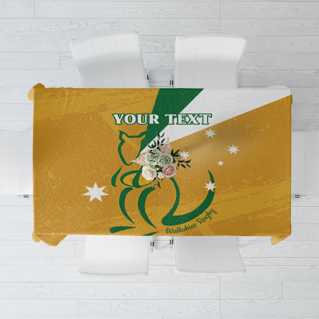 Custom Australia Rugby Tablecloth 2024 Wallabies Grunge Style