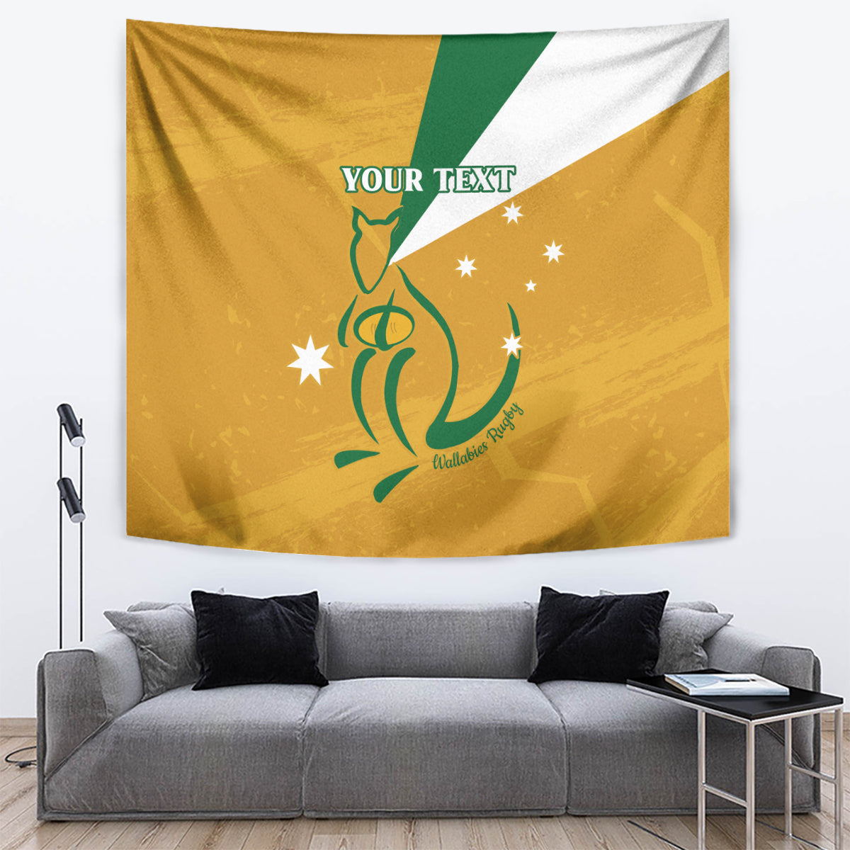 Custom Australia Rugby Tapestry 2024 Wallabies Grunge Style