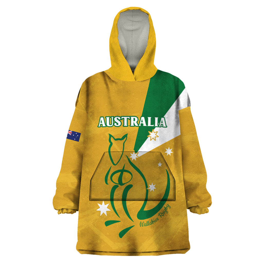Custom Australia Rugby Wearable Blanket Hoodie 2024 Wallabies Grunge Style