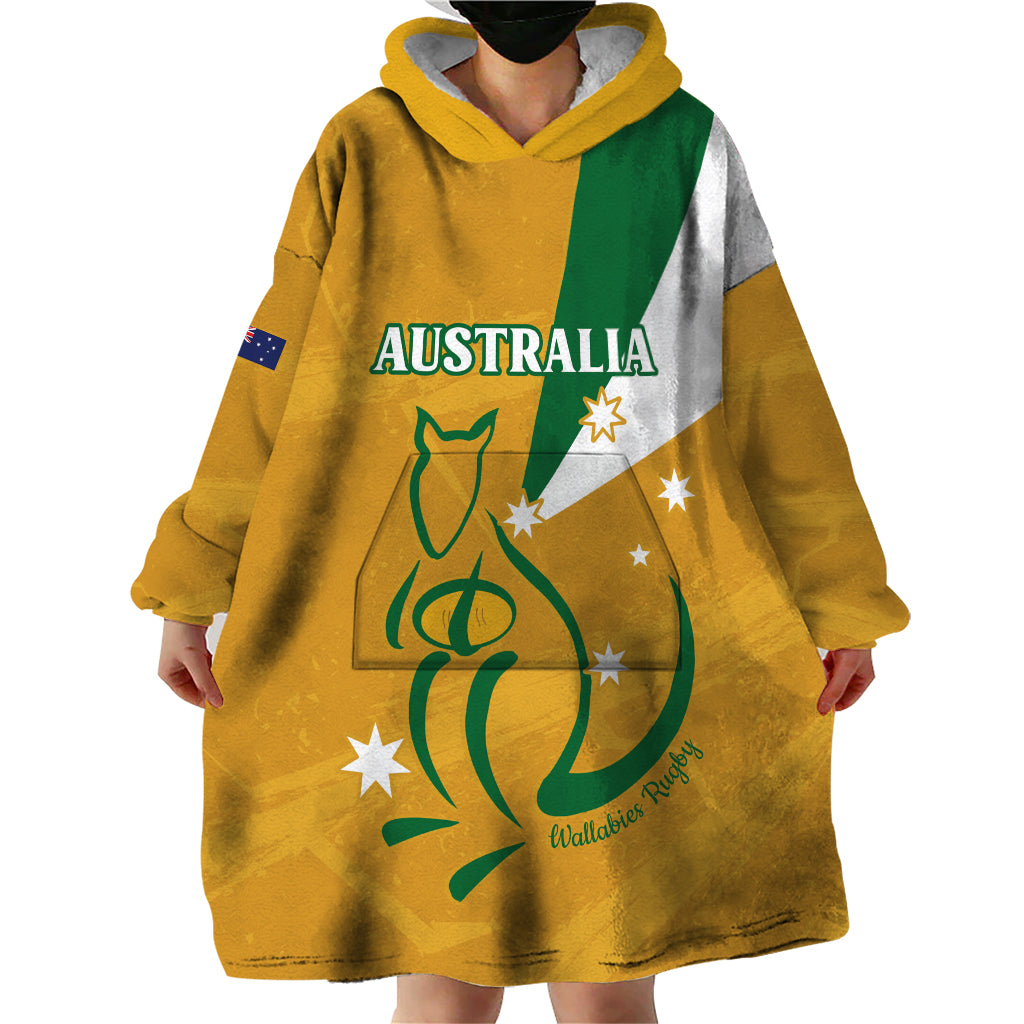 Custom Australia Rugby Wearable Blanket Hoodie 2024 Wallabies Grunge Style
