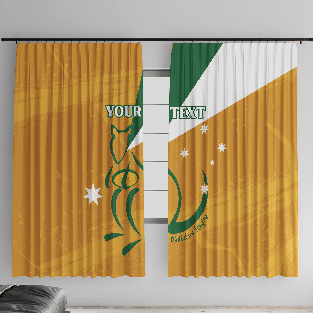 Custom Australia Rugby Window Curtain 2024 Wallabies Grunge Style