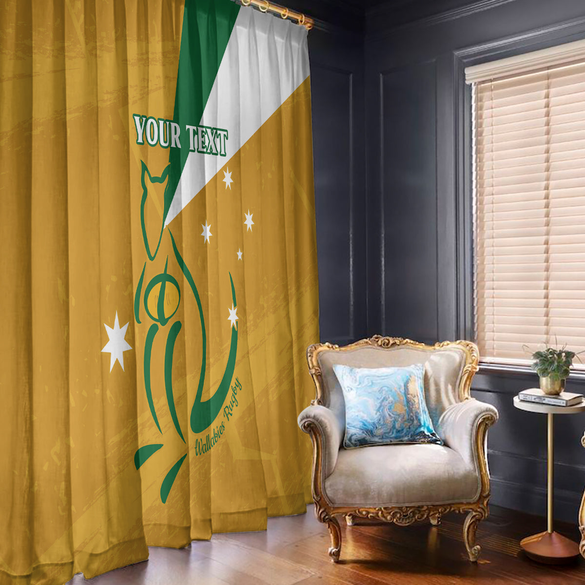Custom Australia Rugby Window Curtain 2024 Wallabies Grunge Style