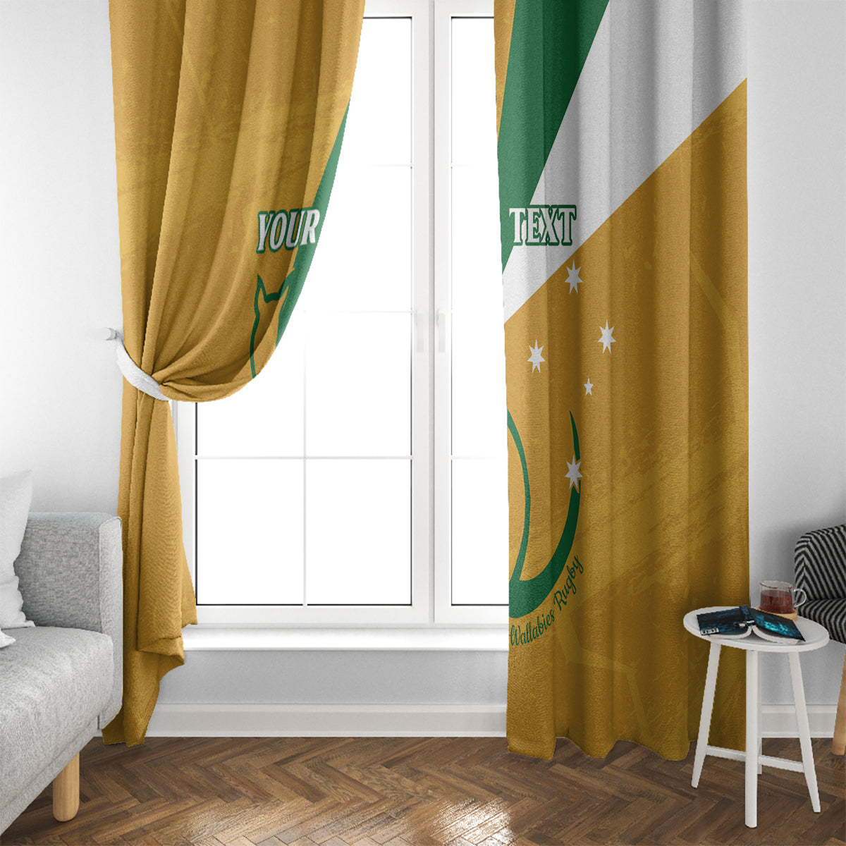 Custom Australia Rugby Window Curtain 2024 Wallabies Grunge Style