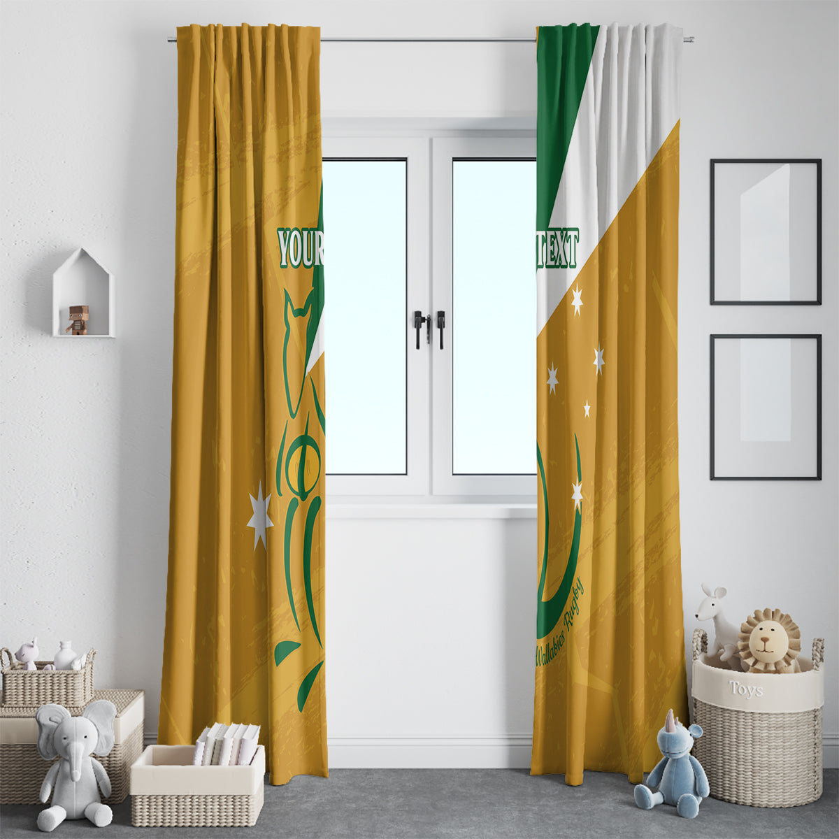 Custom Australia Rugby Window Curtain 2024 Wallabies Grunge Style