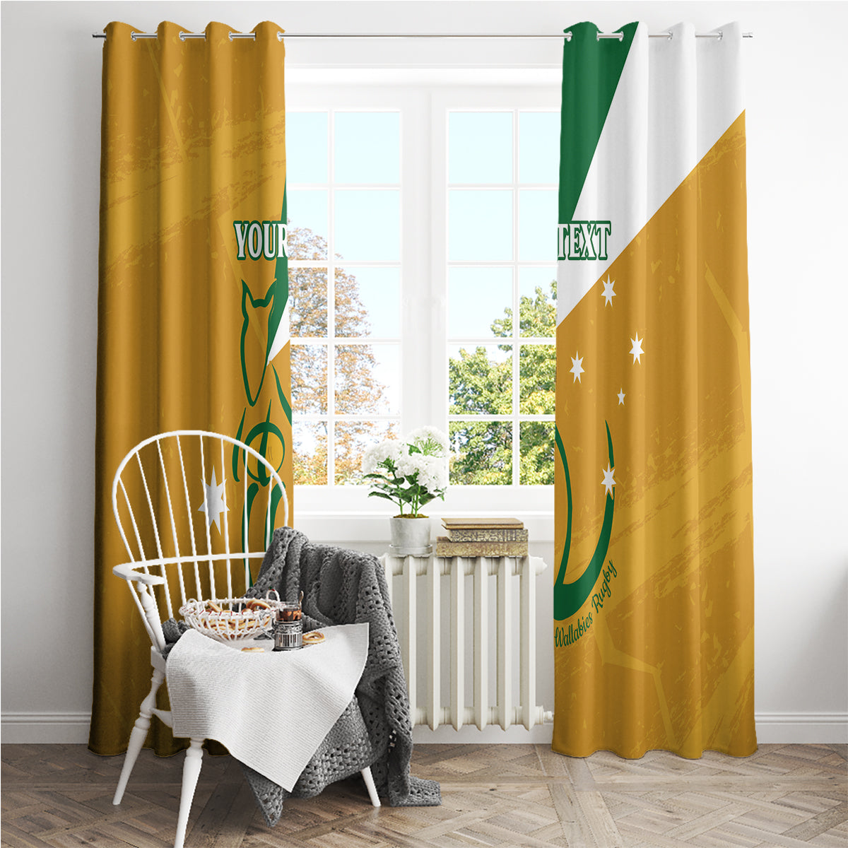Custom Australia Rugby Window Curtain 2024 Wallabies Grunge Style