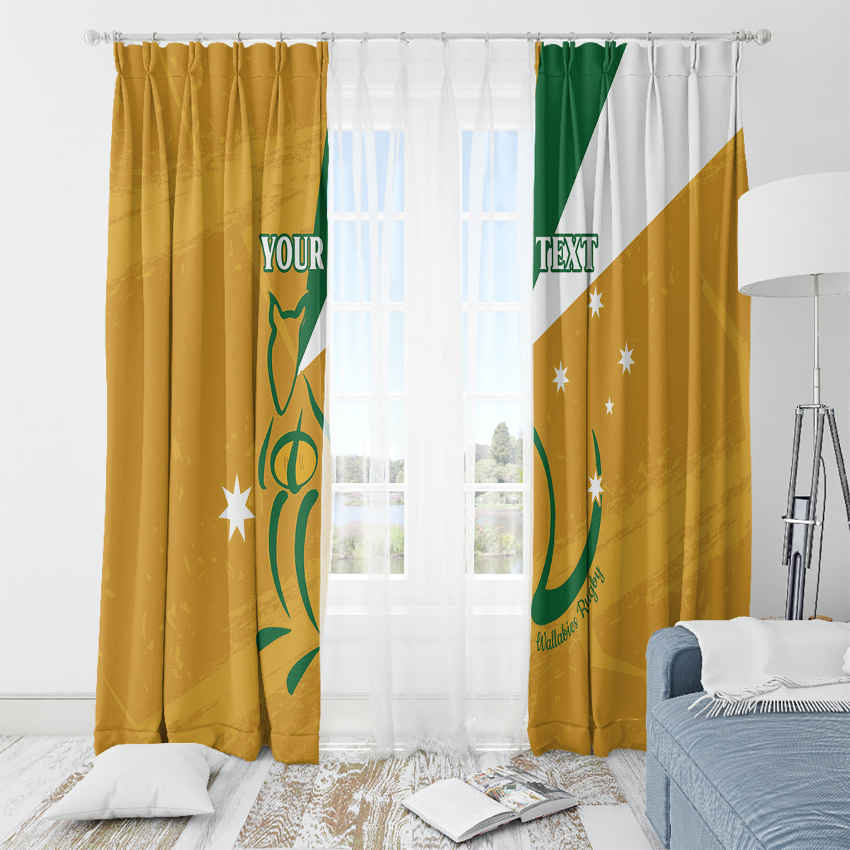 Custom Australia Rugby Window Curtain 2024 Wallabies Grunge Style