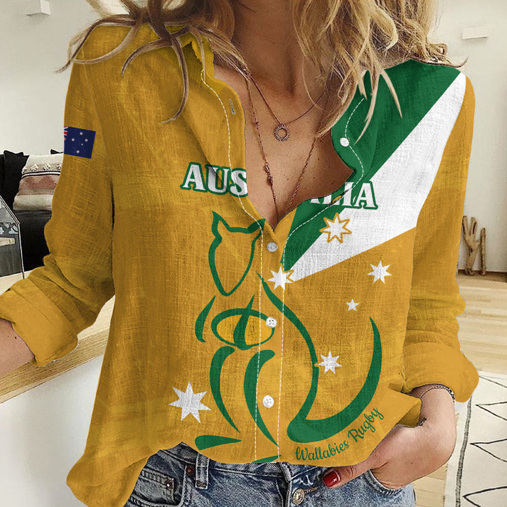 Custom Australia Rugby Women Casual Shirt 2024 Wallabies Grunge Style