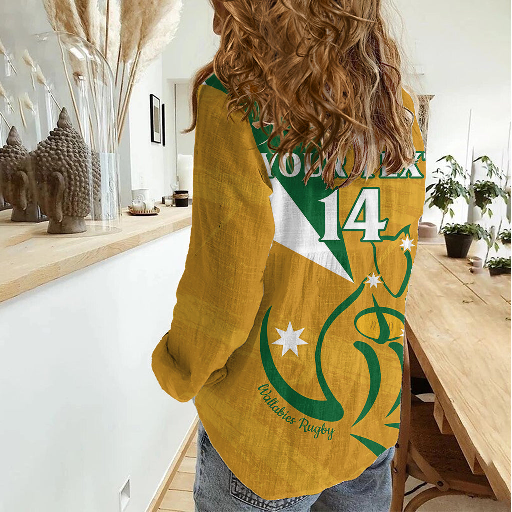 Custom Australia Rugby Women Casual Shirt 2024 Wallabies Grunge Style