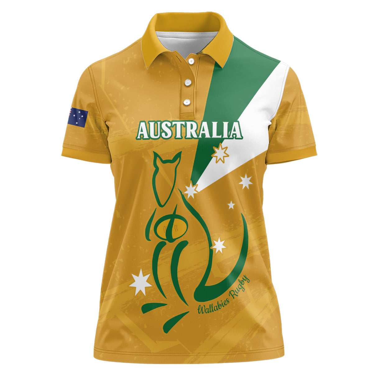 Custom Australia Rugby Women Polo Shirt 2024 Wallabies Grunge Style