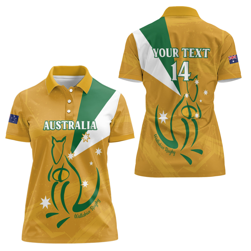 Custom Australia Rugby Women Polo Shirt 2024 Wallabies Grunge Style