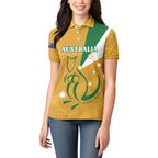 Custom Australia Rugby Women Polo Shirt 2024 Wallabies Grunge Style
