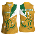 Custom Australia Rugby Women Sleeveless Polo Shirt 2024 Wallabies Grunge Style