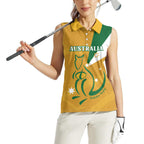 Custom Australia Rugby Women Sleeveless Polo Shirt 2024 Wallabies Grunge Style