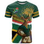 Custom South Africa Rugby T Shirt 2024 Go Springboks Mascot African Pattern