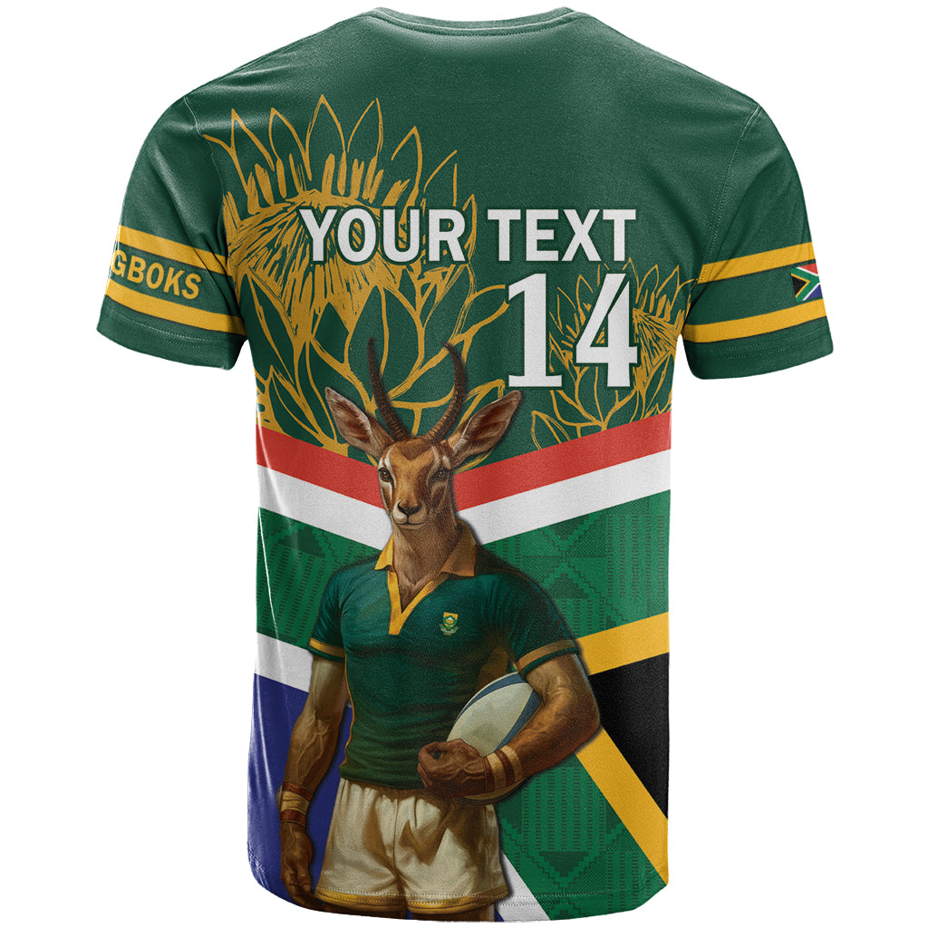 Custom South Africa Rugby T Shirt 2024 Go Springboks Mascot African Pattern