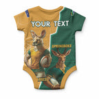 Personalised South Africa And Australia Rugby Baby Onesie Springboks Wallabies Mascots Together
