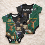 Personalised New Zealand And South Africa Rugby Baby Onesie All Black Springboks Mascots Together