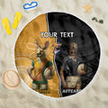 Personalised New Zealand And Australia Rugby Beach Blanket 2024 All Black Wallabies Mascots Together