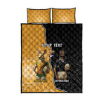 Personalised New Zealand And Australia Rugby Quilt Bed Set 2024 All Black Wallabies Mascots Together