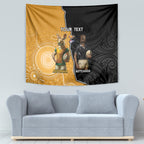 Personalised New Zealand And Australia Rugby Tapestry 2024 All Black Wallabies Mascots Together