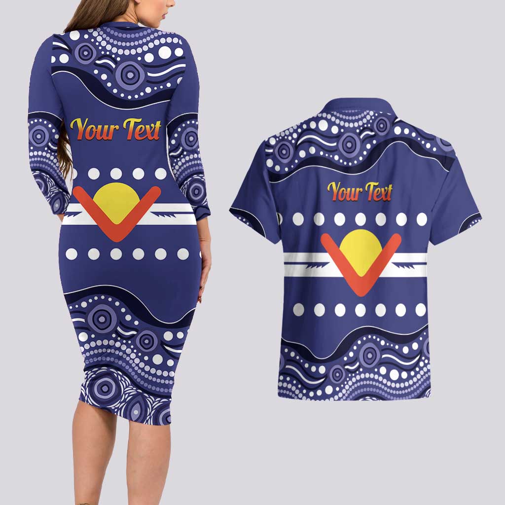 Personalised Ngarrindjeri Nation Couples Matching Long Sleeve Bodycon Dress and Hawaiian Shirt Aboriginal Australian Flag Style