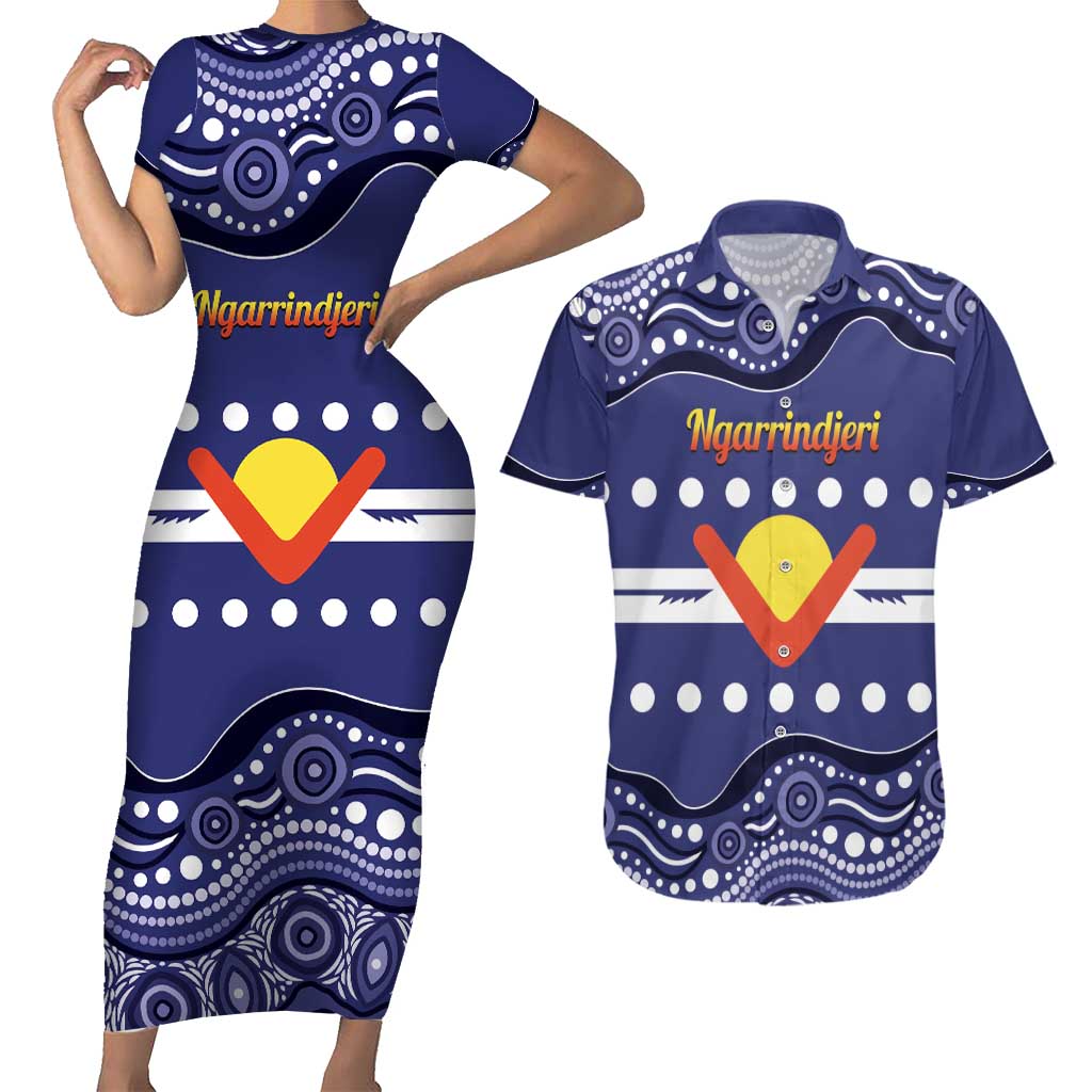Personalised Ngarrindjeri Nation Couples Matching Short Sleeve Bodycon Dress and Hawaiian Shirt Aboriginal Australian Flag Style